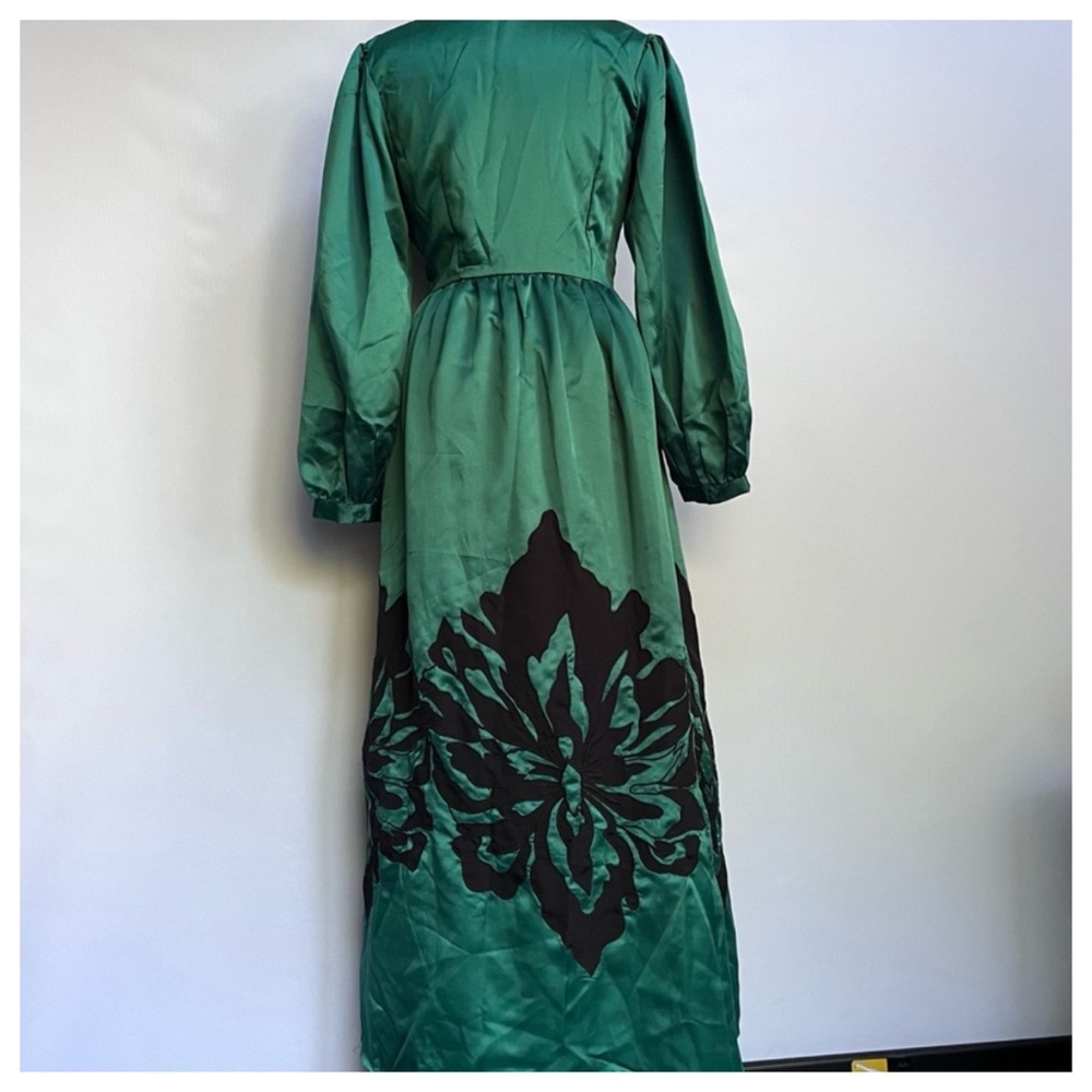 NWT Ssle Anthropologie Nikasha Emerald Green Embroidered Appliqué Maxi Dress - Picture 12 of 14